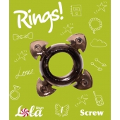 Чёрное эрекционное кольцо Rings Screw - Lola Games - в Мытищах купить с доставкой