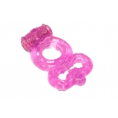 Розовое эрекционное кольцо Rings Treadle с подхватом - Lola Games - в Мытищах купить с доставкой