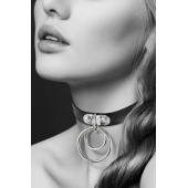 Черный чокер с двумя кольцами - Bijoux Pour Toi - купить с доставкой в Мытищах