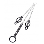 Черно-серебристые зажимы для сосков с кольцом для пениса TOYFA Metal - ToyFa - купить с доставкой в Мытищах