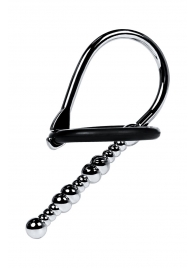 Серебристый уретральный плаг-бусины TOYFA Metal с мягким фиксириющим кольцом - ToyFa - купить с доставкой в Мытищах