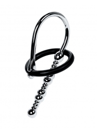 Серебристый уретральный плаг-бусины TOYFA Metal с мягким фиксириющим кольцом - ToyFa - купить с доставкой в Мытищах