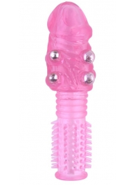 Стимулирующая розовая насадка с шишечками и шипами - 13,5 см. - Toyfa Basic - в Мытищах купить с доставкой