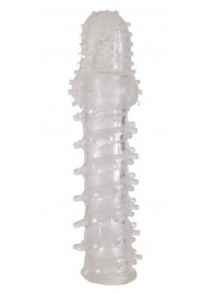 Прозрачная, закрытая насадка с шипами и точками - 13,5 см. - Toyfa Basic - в Мытищах купить с доставкой