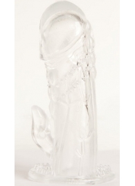 Прозрачная гелевая насадка с клиторальным отростком - 13 см. - Toyfa Basic - в Мытищах купить с доставкой