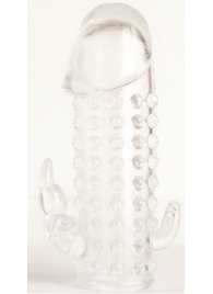 Гелевая прозрачная насадка с 2 отростками - 13 см. - Toyfa Basic - в Мытищах купить с доставкой