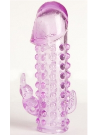 Закрытая фиолетовая насадка с 2 отростками - 13 см. - Toyfa Basic - в Мытищах купить с доставкой