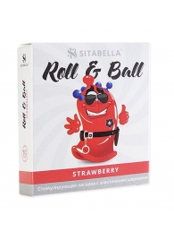 Стимулирующий презерватив-насадка Roll   Ball Strawberry - Sitabella - купить с доставкой в Мытищах
