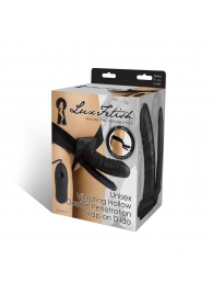 Полый страпон с двумя отростками и вибрацией Unisex Vibrating Hollow Strap-On Double Penetrating Dildo - 17,8 см. - Lux Fetish - купить с доставкой в Мытищах
