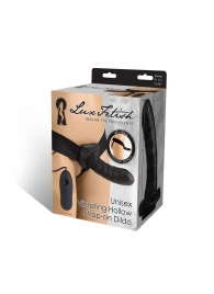 Чёрный полый страпон с вибрацией Unisex Vibrating Hollow Strap-On - 14 см. - Lux Fetish - купить с доставкой в Мытищах