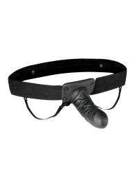 Чёрный полый страпон с вибрацией Unisex Vibrating Hollow Strap-On - 14 см. - Lux Fetish - купить с доставкой в Мытищах
