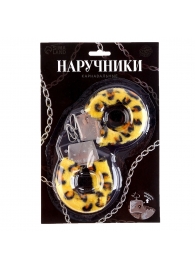 Металлические наручники с леопардовой плюшевой отделкой - Сима-Ленд - купить с доставкой в Мытищах