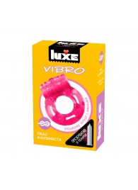 Розовое эрекционное виброкольцо Luxe VIBRO  Ужас Альпиниста  + презерватив - Luxe - в Мытищах купить с доставкой