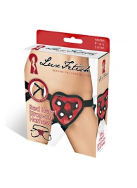Трусики с красным сердечком для страпона - Lux Fetish - купить с доставкой в Мытищах