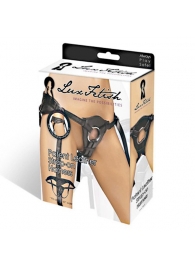 Черные трусики для страпона из патентованной кожи - Lux Fetish - купить с доставкой в Мытищах