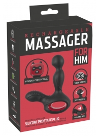 Черный вибромассажер простаты с нагревом и ротацией Prostate Plug - 14,5 см. - Orion - в Мытищах купить с доставкой