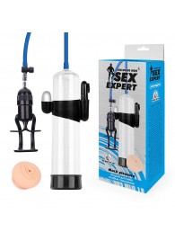 Прозрачная вакуумная вибропомпа Sex Expert с насадкой-вагиной - Sex Expert - в Мытищах купить с доставкой