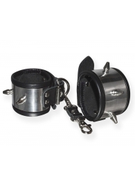 Серебристо-черные наручники с шипами и металлическим блеском - Sitabella - купить с доставкой в Мытищах