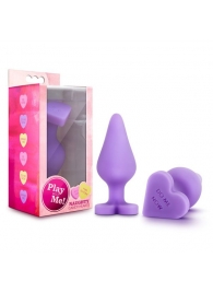 Фиолетовая анальная пробка Naughty Candy Heart Do Me Now - 8,9 см. - Blush Novelties - купить с доставкой в Мытищах