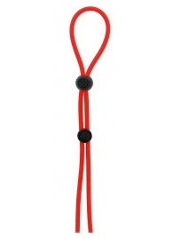 Красное лассо на пенис с двумя бусинами STRETCHY LASSO CAGE - Dream Toys - в Мытищах купить с доставкой