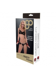 Красно-чёрные наручники на металлической цепочке - Blush Novelties - купить с доставкой в Мытищах
