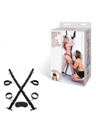 Чёрный набор для фиксации у двери - Lux Fetish - купить с доставкой в Мытищах