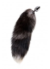 Серебристая металлическая анальная втулка с хвостом чернобурой лисы - размер S - ToyFa - купить с доставкой в Мытищах