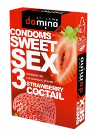 Презервативы для орального секса DOMINO Sweet Sex с ароматом клубничного коктейля  - 3 шт. - Domino - купить с доставкой в Мытищах