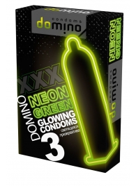Презервативы DOMINO Neon Green со светящимся в темноте кончиком - 3 шт. - Domino - купить с доставкой в Мытищах