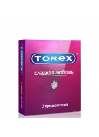 Презервативы Torex  Сладкая любовь  с ароматом клубники - 3 шт. - Torex - купить с доставкой в Мытищах