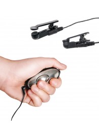 Черные электрические зажимы для сосков Shock Therapy Nipple Clamps - Pipedream - купить с доставкой в Мытищах