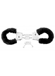 Меховые чёрные наручники Beginner s Furry Cuffs - Pipedream - купить с доставкой в Мытищах