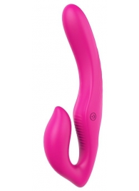Ярко-розовый безремневой страпон REMOTE DOUBLE DIPPER - 22 см. - Dream Toys - купить с доставкой в Мытищах