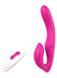 Ярко-розовый безремневой страпон REMOTE DOUBLE DIPPER - 22 см. - Dream Toys - купить с доставкой в Мытищах