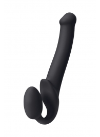 Черный безремневой страпон Silicone Bendable Strap-On M - Strap-on-me - купить с доставкой в Мытищах