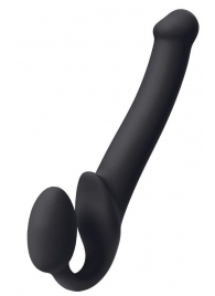Черный безремневой страпон Silicone Bendable Strap-On M - Strap-on-me - купить с доставкой в Мытищах