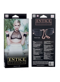 Черные мягкие наручники Entice French Cuffs с цепью - California Exotic Novelties - купить с доставкой в Мытищах