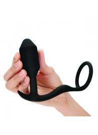 Черное эрекционное кольцо с анальным плагом Snug   Tug - b-Vibe - в Мытищах купить с доставкой