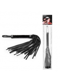 Черная гладкая плеть-флоггер с ручкой - 40 см. - Notabu - купить с доставкой в Мытищах