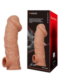 Телесная насадка на фаллос с фиксацией мошонки EXTREME SLEEVE - 15,6 см. - KOKOS - в Мытищах купить с доставкой