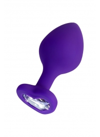 Фиолетовая анальная втулка Diamond Heart с прозрачным кристаллом - 8 см. - ToyFa - купить с доставкой в Мытищах