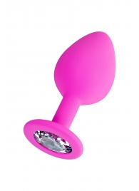 Розовая анальная втулка Brilliant с прозрачным кристаллом - 8 см. - ToyFa - купить с доставкой в Мытищах