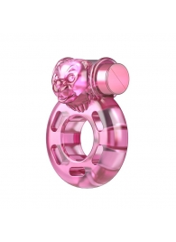 Розовое эрекционное кольцо с вибрацией Pink Bear - Baile - в Мытищах купить с доставкой