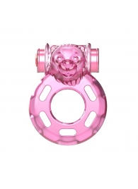 Розовое эрекционное кольцо с вибрацией Pink Bear - Baile - в Мытищах купить с доставкой