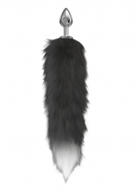 Серебристая анальная пробка с черным хвостом Starlit - Lola Games - купить с доставкой в Мытищах