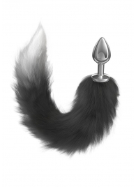 Серебристая анальная пробка с черным хвостом Starlit - Lola Games - купить с доставкой в Мытищах