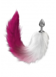 Серебристая анальная пробка с розовым хвостом Starlit - Lola Games - купить с доставкой в Мытищах