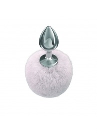 Серебристая анальная пробка с белым пушистым хвостиком Twinkle - Lola Games - купить с доставкой в Мытищах