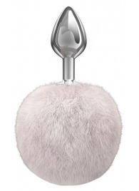 Серебристая анальная пробка с белым пушистым хвостиком Twinkle - Lola Games - купить с доставкой в Мытищах