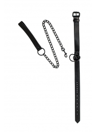 Черный ошейник Sin с поводком - Lola Games - купить с доставкой в Мытищах